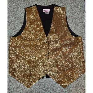 Gold Sequined Vest Size Medium Fashion Fantasy Broadway Vintage